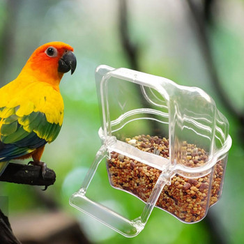 2 τεμ. Parrot Feeder Μεγάλης χωρητικότητας Μπολ Νερού Διαφανές Bird Trough Αξεσουάρ κλουβιού διανομής τροφών για κατοικίδια