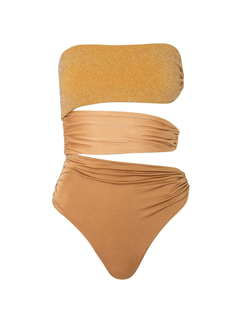 Zlaté bezramienkové trubicové topy, elegantné bikiny, duté jednodielne plavky s vysokým pásom, otvoreným chrbtom, sexi nariasené plavky, push-up vzor 2022