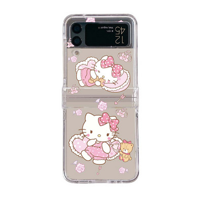 Κρεμαστό θήκη τηλεφώνου Cartoon Butterfly για Samsung Galaxy Z Flip 3 4 Κάλυμμα πίσω σκληρού υπολογιστή για ZFlip3 ZFlip4 Case Protective Shell