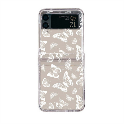 Κρεμαστό θήκη τηλεφώνου Cartoon Butterfly για Samsung Galaxy Z Flip 3 4 Κάλυμμα πίσω σκληρού υπολογιστή για ZFlip3 ZFlip4 Case Protective Shell