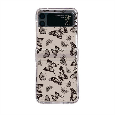 Κρεμαστό θήκη τηλεφώνου Cartoon Butterfly για Samsung Galaxy Z Flip 3 4 Κάλυμμα πίσω σκληρού υπολογιστή για ZFlip3 ZFlip4 Case Protective Shell