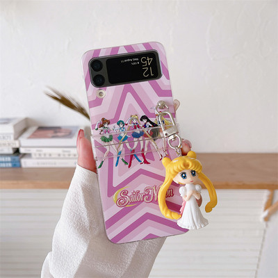Κρεμαστό θήκη τηλεφώνου Cartoon Butterfly για Samsung Galaxy Z Flip 3 4 Κάλυμμα πίσω σκληρού υπολογιστή για ZFlip3 ZFlip4 Case Protective Shell