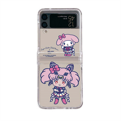 Κρεμαστό θήκη τηλεφώνου Cartoon Butterfly για Samsung Galaxy Z Flip 3 4 Κάλυμμα πίσω σκληρού υπολογιστή για ZFlip3 ZFlip4 Case Protective Shell