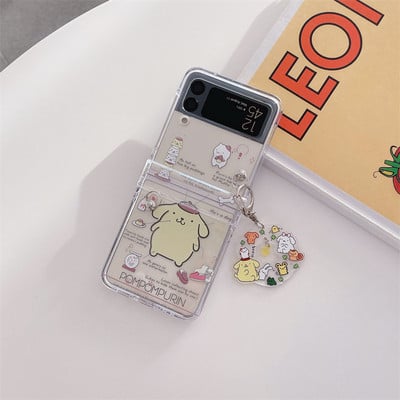 Κρεμαστό θήκη τηλεφώνου Cartoon Butterfly για Samsung Galaxy Z Flip 3 4 Κάλυμμα πίσω σκληρού υπολογιστή για ZFlip3 ZFlip4 Case Protective Shell