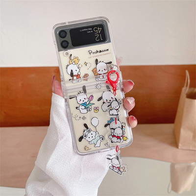 Κρεμαστό θήκη τηλεφώνου Cartoon Butterfly για Samsung Galaxy Z Flip 3 4 Κάλυμμα πίσω σκληρού υπολογιστή για ZFlip3 ZFlip4 Case Protective Shell