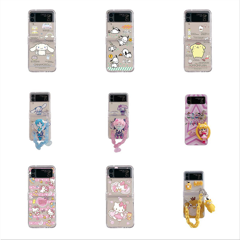 Κρεμαστό θήκη τηλεφώνου Cartoon Butterfly για Samsung Galaxy Z Flip 3 4 Κάλυμμα πίσω σκληρού υπολογιστή για ZFlip3 ZFlip4 Case Protective Shell