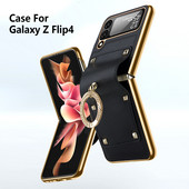 „Samsung Galaxy Z Flip 4 3 5G“ paprastos odos padengimo dėklas, skirtas „Flip3 Flip4“ padengimui, žiedo laikiklio dėklas su stikliniu objektyvo plėvelės dangteliu