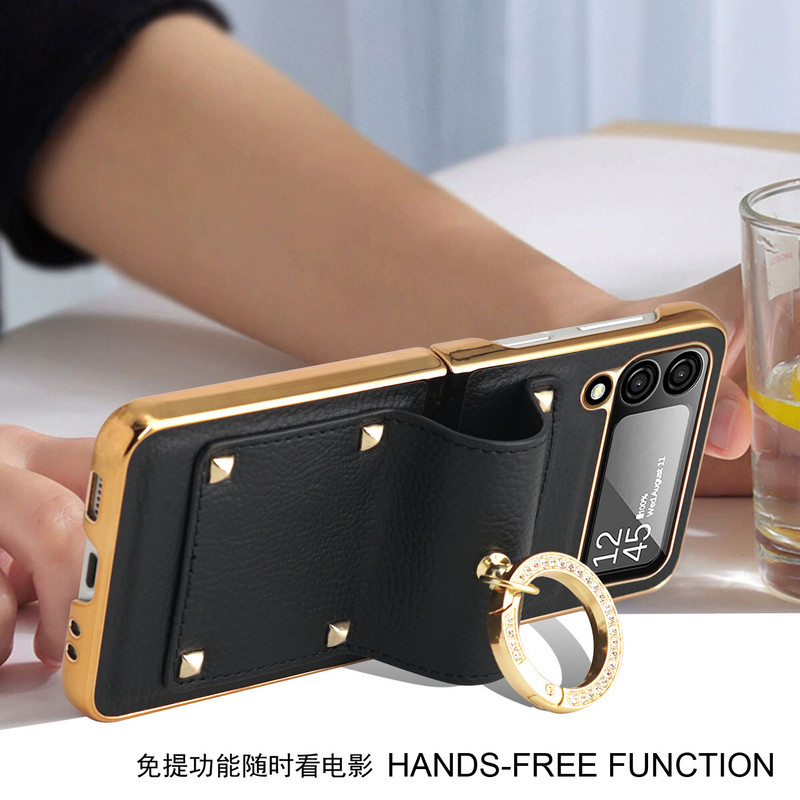 „Samsung Galaxy Z Flip 4 3 5G“ paprastos odos padengimo dėklas, skirtas „Flip3 Flip4“ padengimui, žiedo laikiklio dėklas su stikliniu objektyvo plėvelės dangteliu