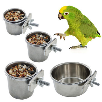 Από ανοξείδωτο χάλυβα Bird Feeder Box Parrot Cups Μπολ Δοχείο φαγητού Νερού Προμήθειες τροφοδοσίας Αξεσουάρ
