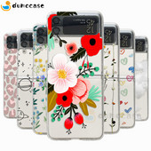 Ultra vékony virágnyomtatású telefontok Samsung Z Flip 3 5G Cartoon Clear Hard PC ütésálló borítóhoz Z Flip 4 Z3 Z4 Funda Coque