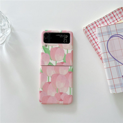 Ματ θήκη Slim Flowers για Samsung Galaxy Z Flip 3 5G μαρμάρινο μοτίβο φακού Protect Πτυσσόμενο πλαίσιο πίσω Σκληρό κάλυμμα Z Flip3 Z3