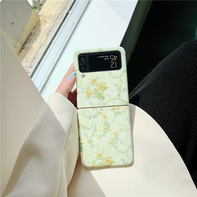 Ματ θήκη Slim Flowers για Samsung Galaxy Z Flip 3 5G μαρμάρινο μοτίβο φακού Protect Πτυσσόμενο πλαίσιο πίσω Σκληρό κάλυμμα Z Flip3 Z3