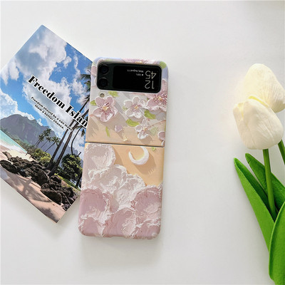 Ματ θήκη Slim Flowers για Samsung Galaxy Z Flip 3 5G μαρμάρινο μοτίβο φακού Protect Πτυσσόμενο πλαίσιο πίσω Σκληρό κάλυμμα Z Flip3 Z3