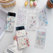Cute Bling Glitter Fresh Flowers Αντικραδασμική πτυσσόμενη θήκη τηλεφώνου για Samsung Z Flip 4 5G Z Flip 3 Σκληρό κάλυμμα υπολογιστή Flip4 Flip3