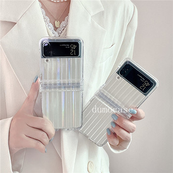 Glitter Love Heart Mirror Case за Samsung Galaxy Z Flip3 5G Zflip4 Удароустойчив Laser Aurora Full Protection Hinge Clear Cover Z3