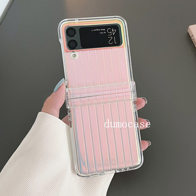 Θήκη καθρέφτη Glitter Love Heart για Samsung Galaxy Z Flip3 5G Zflip4 Laser Aurora Πλήρης Προστασία μεντεσέ Διαφανές κάλυμμα Z3