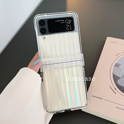 Θήκη καθρέφτη Glitter Love Heart για Samsung Galaxy Z Flip3 5G Zflip4 Laser Aurora Πλήρης Προστασία μεντεσέ Διαφανές κάλυμμα Z3