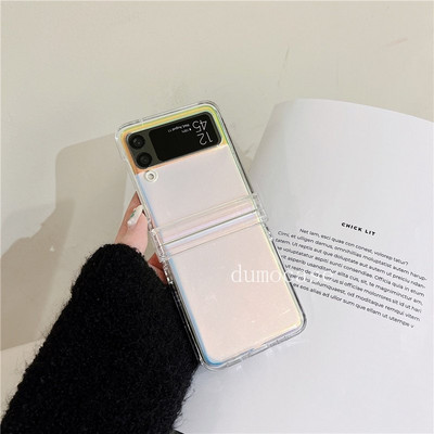 Θήκη καθρέφτη Glitter Love Heart για Samsung Galaxy Z Flip3 5G Zflip4 Laser Aurora Πλήρης Προστασία μεντεσέ Διαφανές κάλυμμα Z3