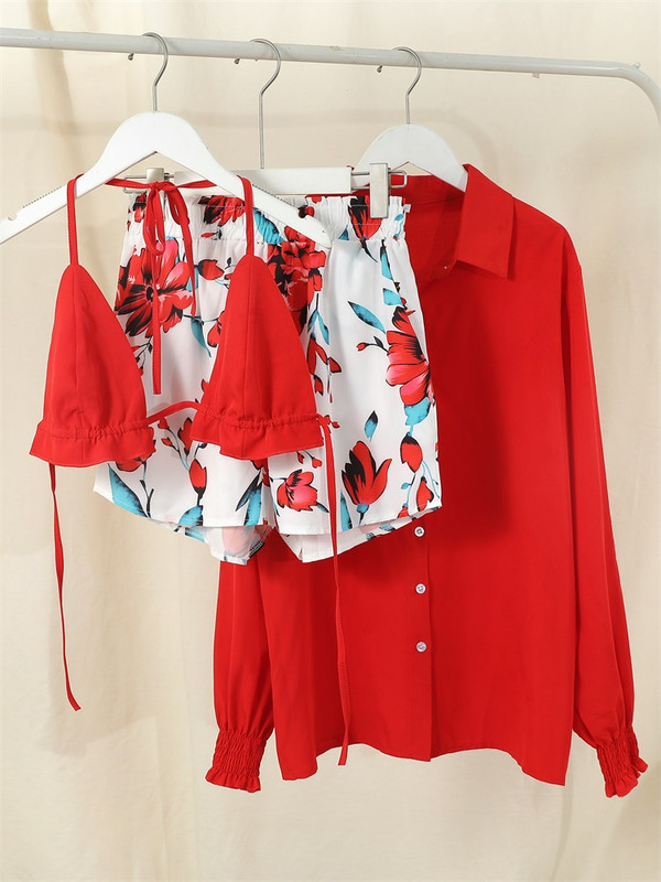 Miyouj ženski bikini s visokim strukom 2023 Ženski kupaći kostim s printom Seksi trodijelni kupaći kostim NovoTankini kratki kupaći kostim