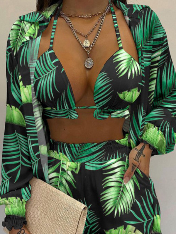 Miyouj ženski bikini s visokim strukom 2023 Ženski kupaći kostim s printom Seksi trodijelni kupaći kostim NovoTankini kratki kupaći kostim