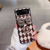 Κορεάτικη Diamond Houndstooth Bowknot Θήκη τηλεφώνου με Glitter Ring για Samsung Galaxy Z Flip 3 5G Z Flip3 Zflip3 Flip4 Zflip4 Cover