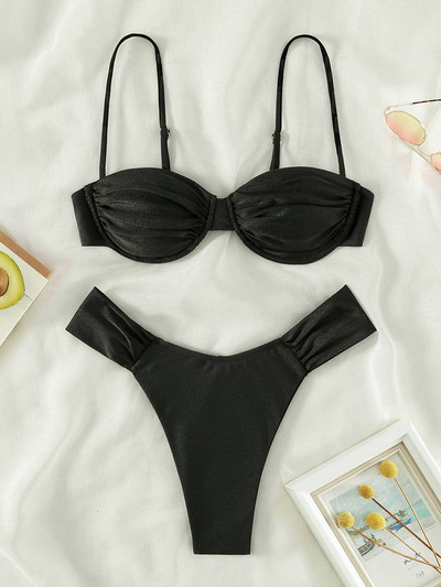Miyouj Sring bikini szett egyszínű bikini Push Up fürdőruha 2023 női fürdőruha Micro Thong brazil biquini Mujer fürdőruha