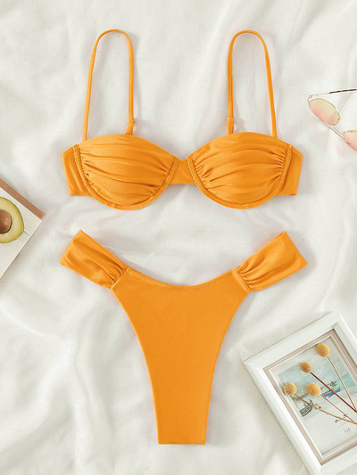 Miyouj Sring bikini szett egyszínű bikini Push Up fürdőruha 2023 női fürdőruha Micro Thong brazil biquini Mujer fürdőruha