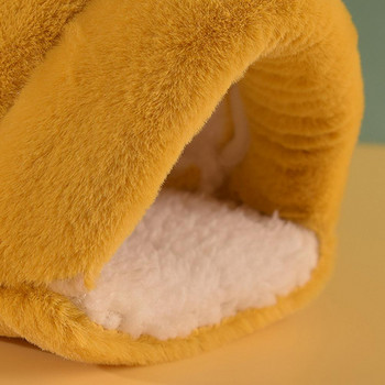 Soft Keep Warm Φωλιά χάμστερ Κινούμενα σχέδια Μεγάλος χώρος Μικρό κρεβάτι για κατοικίδια Ημίκλειστο Ξεκούραση Βελούδινο Σπίτι σκίουρου σε σχήμα κουνελιού για το φθινόπωρο