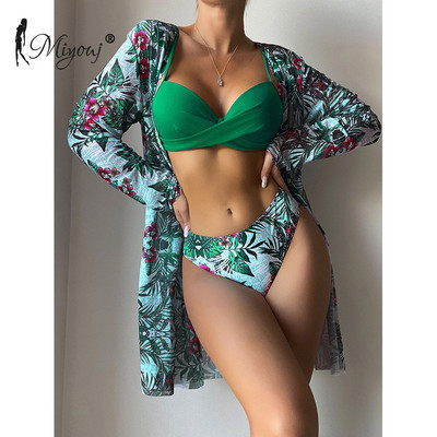 Miyouj Push Up fürdőruha string bikinik szexi fürdőruhák női 3 részes fürdőruhák lila biquini nyári strandruha nyomtatott fedők