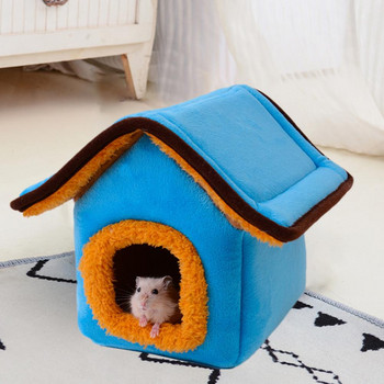 Χαριτωμένο μικρό κρεβάτι ζώων Παχύ βελούδινο σπίτι σκίουρου που πλένεται στο χέρι Ανθεκτικό στο δάγκωμα χάμστερ ινδικά χοιρίδια Σπίτι με φωλιά ύπνου