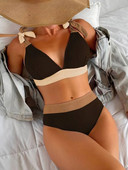 Miyouj rebrasti bikini Ženski kupaći kostim Patchwork bikini set Bandage Odjeća za plažu Kupaći kostimi s visokim strukom Brazilian Biquini kupaći kostim