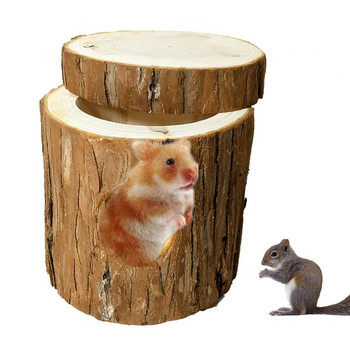 Μικρό Ζώο Αστείο Παιχνίδι Ξύλινη σήραγγα χάμστερ Κοίλος σωλήνας κορμού δέντρου Μοριακό παιχνίδι μάσησης