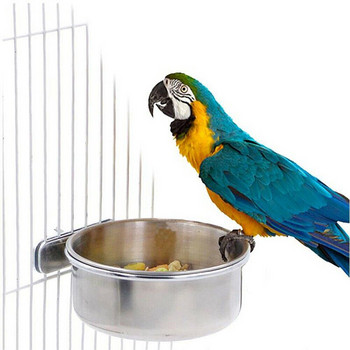 Ανοξείδωτο κουτί τροφοδοσίας πουλιών Parrot Cups Bowls Κρεμαστό δοχείο Anti-turnover for Food Water Feeder Supplies