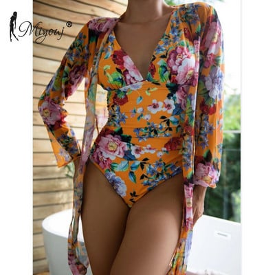Miyouj kupaći kostimi s cvjetnim uzorkom, kupaći kostimi s dubokim V-izrezom, ženski kupaći kostimi u dva dijela, seksi jednodijelni kostimi, ljetna odjeća, navlake za plažu