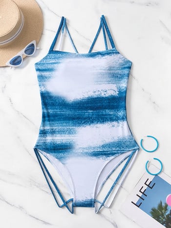 Miyouj Sexy One Piece Swimsuit 2022 Καλοκαιρινό μαγιό Γυναικείο μαγιό Tie Dye Print Μαγιό Γυναικεία εξώπλατα ρούχα παραλίας