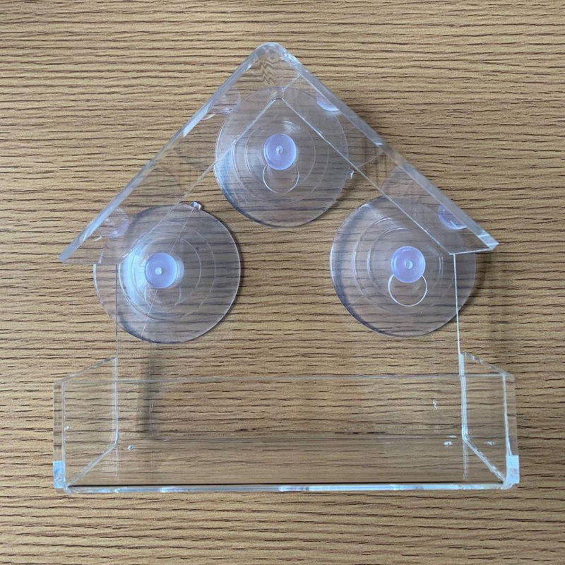 Akrilna prozirna hranilica za ptice na usisnoj čašici Alat za hranjenje hrane za kućicu za ptice Izdržljiva vrsta ovjesa Kompaktna oprema za hranjenje