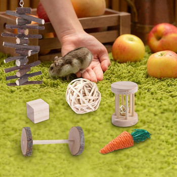 Играчки за дъвчене на хамстер Издръжливи дървени играчки за дъвчене на чинчили Аксесоари с писалка за игра Хамстер Морско свинче Играчки за дъвчене на малки животни
