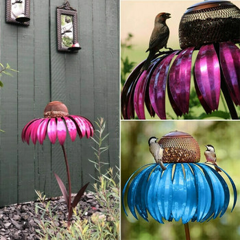 Coneflower Bird Feeder Outside Garden Art Metal Birdfeeder with Stand Promotion Dropshipping