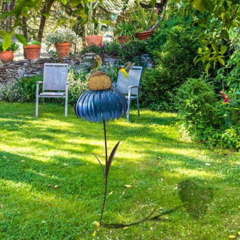 Хранилка за птици Coneflower Изкуство извън градината Метална хранилка за птици със стойка Промоция Дропшиппинг