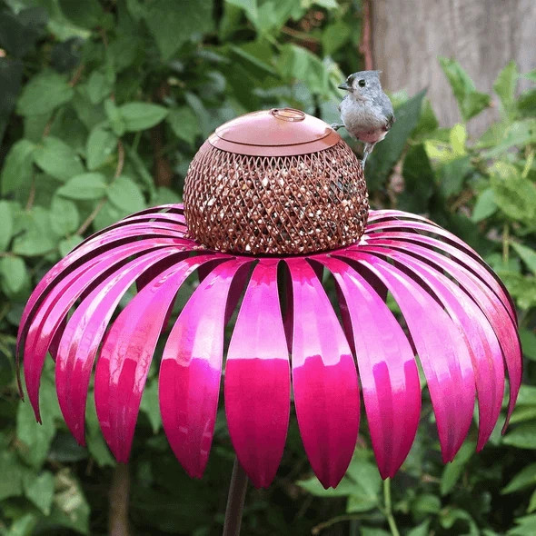 Coneflower madáretető külső kertben Art fém madáretető állvány promóciós dropshipping szolgáltatással