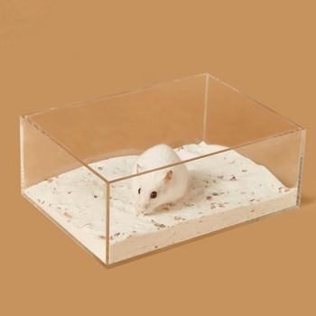 Hamster Clear Ακρυλικό Δοχείο Μπάνιου Dry Bath Κουτί απορριμμάτων σάουνας για junior Chipmunk ποντίκια Gerbil Εύκολος καθαρισμός