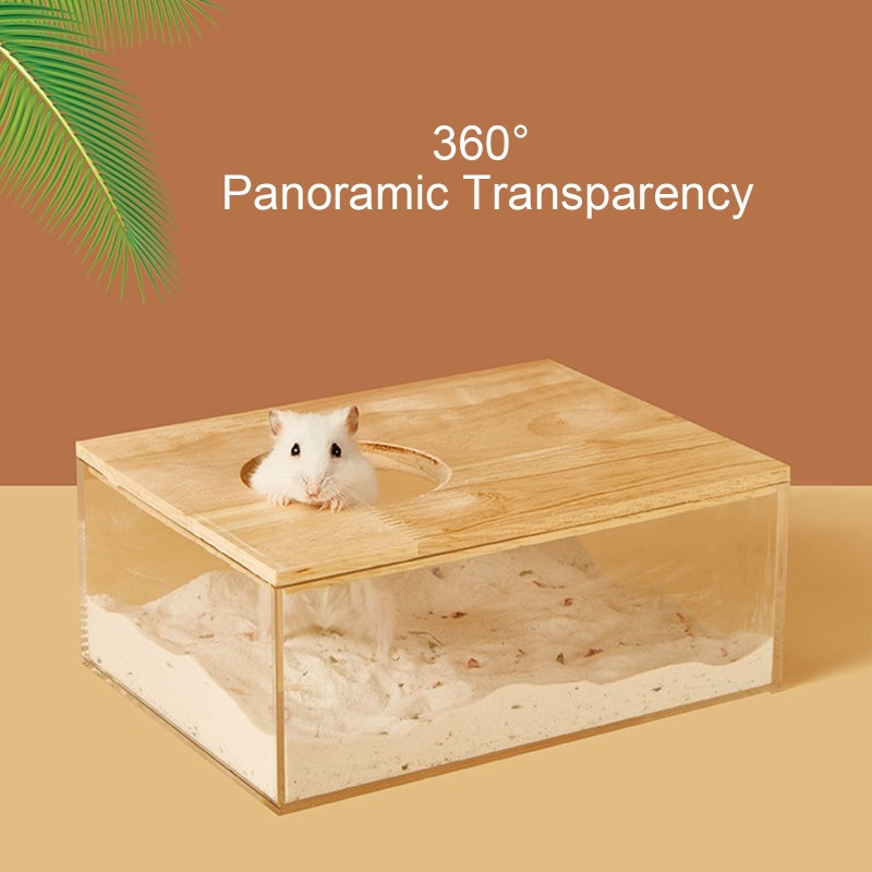 Hamster Clear fürdőszobai akril száraz fürdőtartály szauna homokos alomdoboz junior mókus egereknek, gerbile Könnyen tisztítható