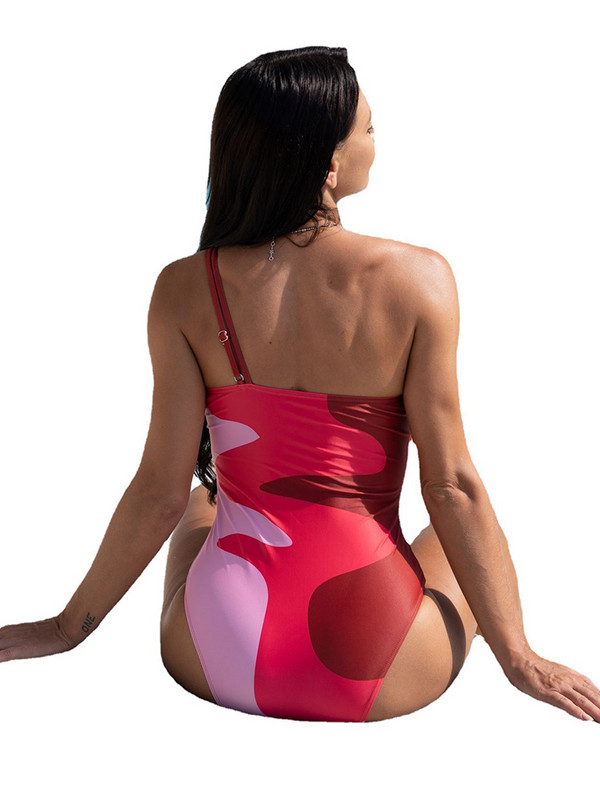Miyouj Jednodijelni kupaći kostim s printom na jedno rame Ženski jednodijelni kostimi Ženski bodi Patchwork Monokini Seksi kupaći kostim