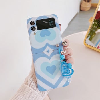 Луксозен корейски сладък калъф за телефон с висулка с градуална любовна камбана за Samsung Galaxy Z Flip 3 4 5G Z Flip3 Zflip3 Flip4 Zflip4 Cover