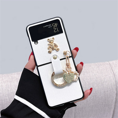 Luksuslik Korea armas 3D Bear Glitter Ring Love ripatsümbris Samsung Galaxy Z Flip 3 5G Z Flip3 Flip4 Zflip3 Zflip4 tagakaas