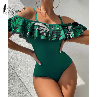 Plant Print One Piece Suits String fürdőruha női fürdőruha 2023 szexi body Flounce fürdőruhák magas derekú fürdőruhák