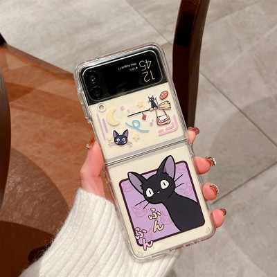 Ιαπωνική Κορεατική Anime Cartoon Girl Cat Διάφανη θήκη για Samsung Galaxy Z Flip 3 4 5G Z Flip3 Flip4 Zflip3 Αντικραδασμικό πίσω κάλυμμα