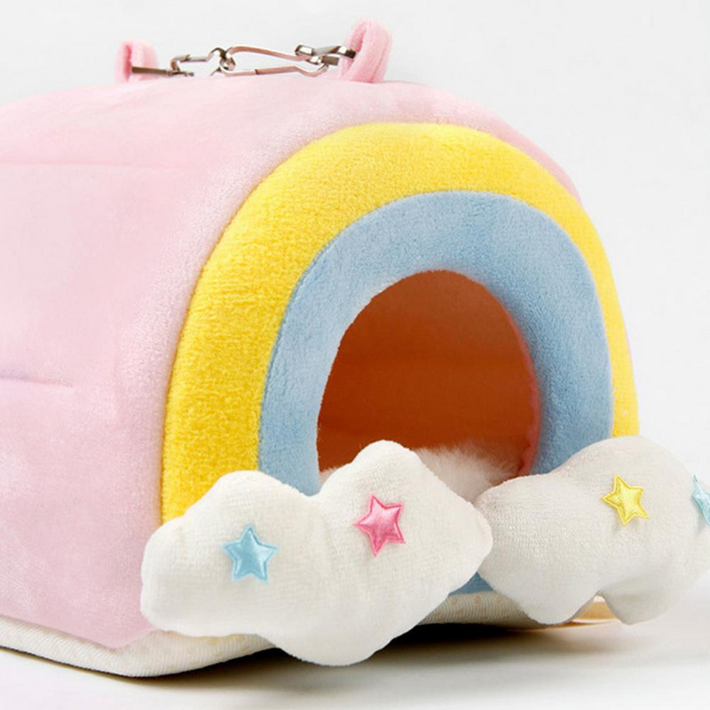 Viseća mreža za slatke hrčke, poluzatvoreno gnijezdo za hrčke Održava toplinu, stabilna kućica s jastucima za spavanje, zamorci za hrčke