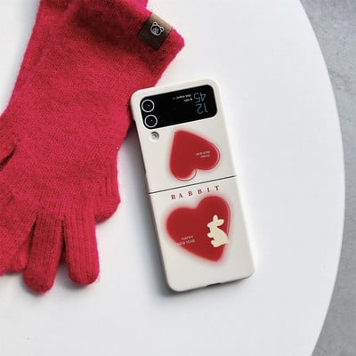 Slatka Ins korejska narukvica s kuglicama dlake, crveno ljubavno srce, telefonska torbica za Galaxy Z Flip3 5G Z Flip3 Zflip3 Flip4 Zflip4 poklopac Funda