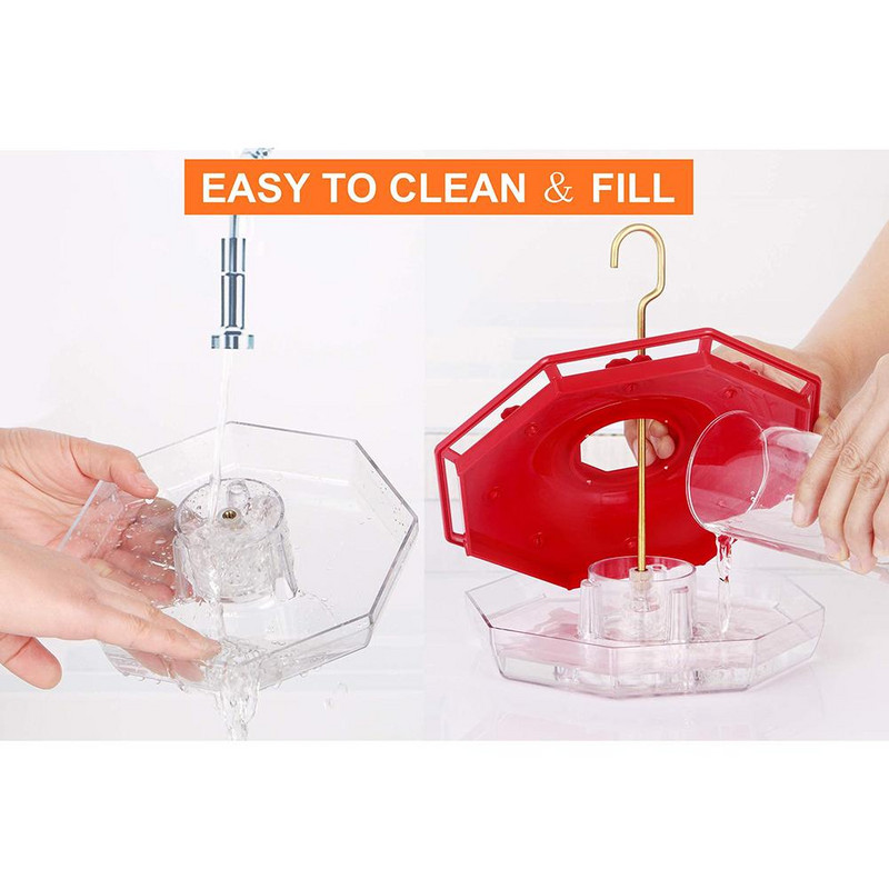 Nova viseća šesterokutna hranilica za kolibri s kukom Jedinstveni sustav punjenja Stanice za hranjenje Pojilica za kolibri Hranilica za ptice Vrt